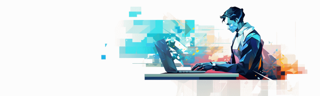 illustration coder at computer