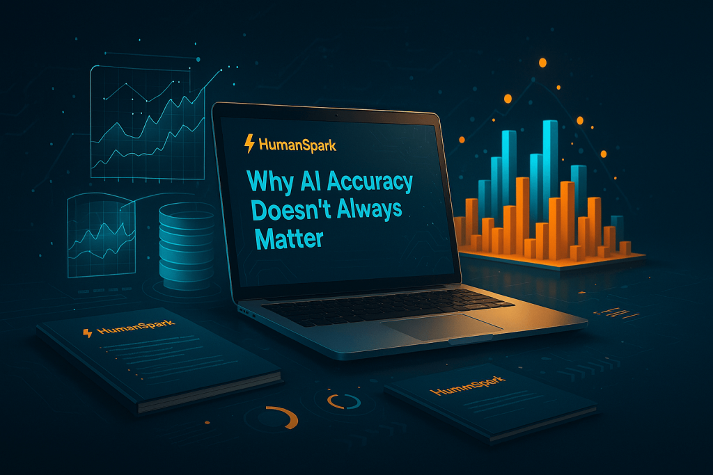 Laptop showing text "why AI accuracy doesn't always matter"
